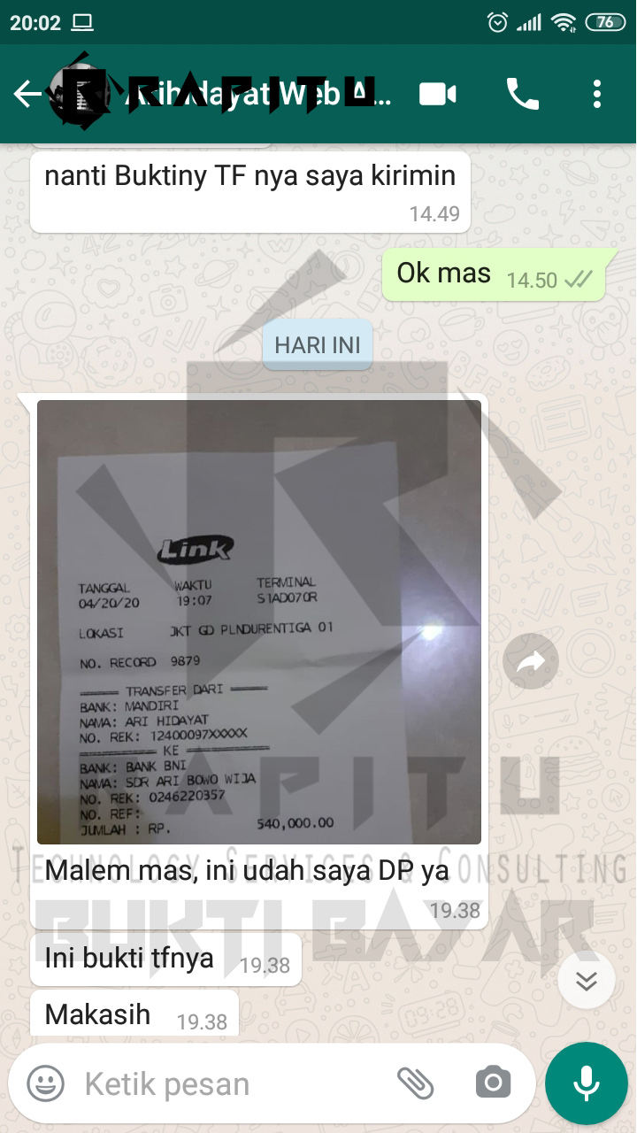 Bukti Bayar Jasa Skripsi Bekasi