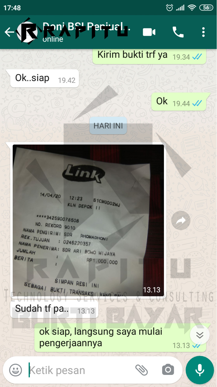 Bukti Bayar Jasa Skripsi Cikarang