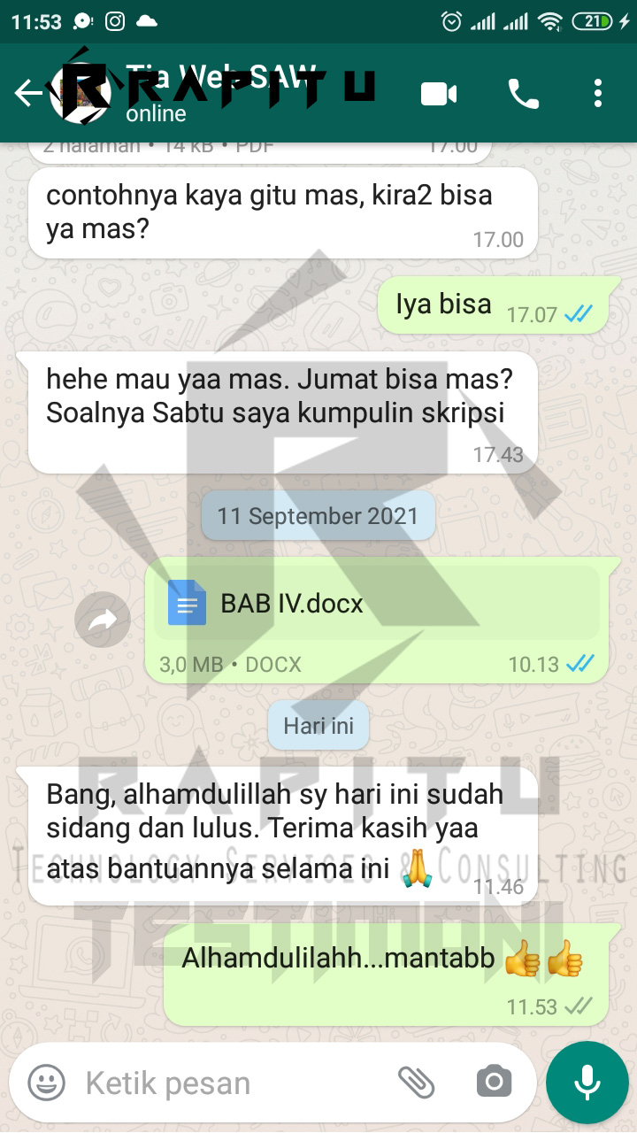 Testimoni Skripsi Metode SAW Tangerang